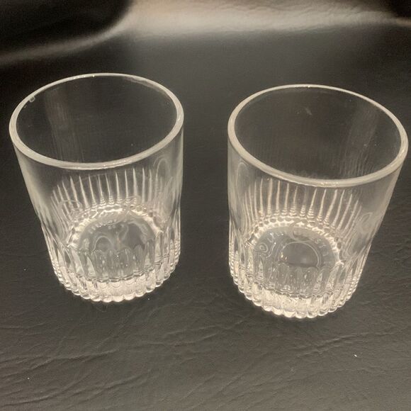 Crown Royal 10 Ounce Clear Glass White Logo Etched Stamped Bottom Sold Set Of 2 - Picture 2 of 7